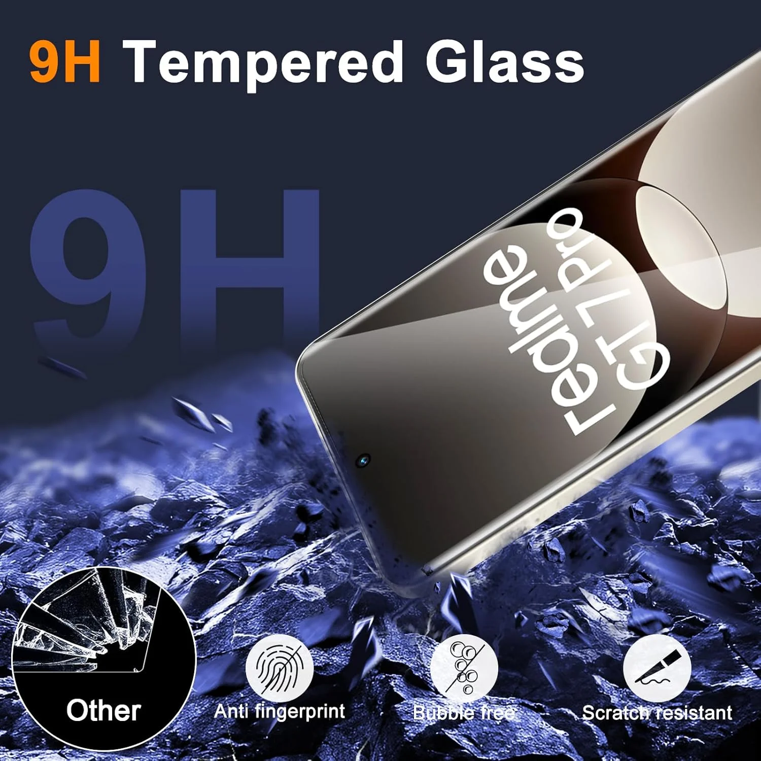 محافظ صفحه نمایش شیشه ای GEEMEE برای Realme GT 7 Pro/Realme GT7 Pro، 2 عدد محافظ صفحه نمایش + 2 عدد محافظ دوربین، فیلم سخت شیشه ای محافظ حرارت دیده با سختی 9H و حساسیت بالا