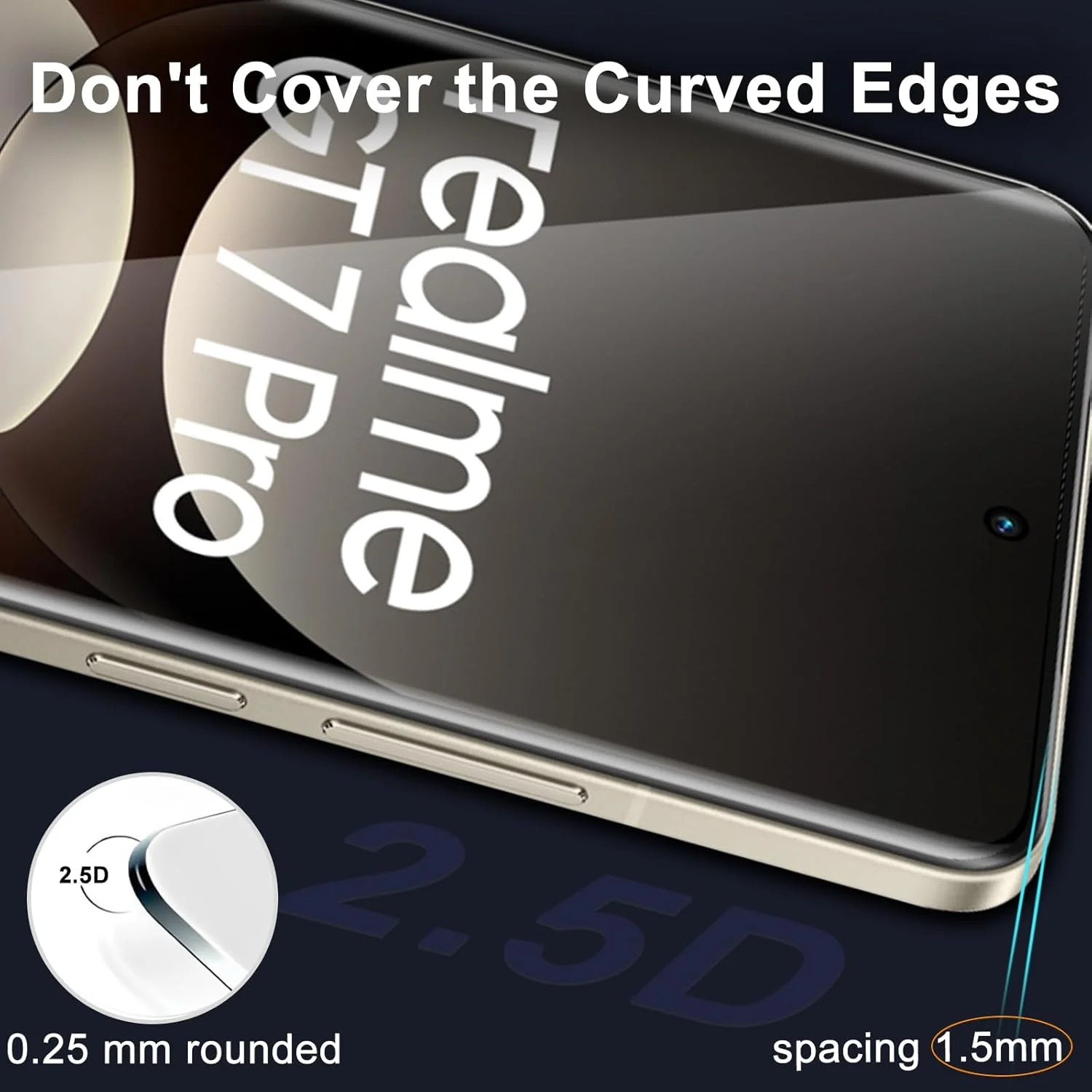 محافظ صفحه نمایش شیشه ای GEEMEE برای Realme GT 7 Pro/Realme GT7 Pro، 2 عدد محافظ صفحه نمایش + 2 عدد محافظ دوربین، فیلم سخت شیشه ای محافظ حرارت دیده با سختی 9H و حساسیت بالا