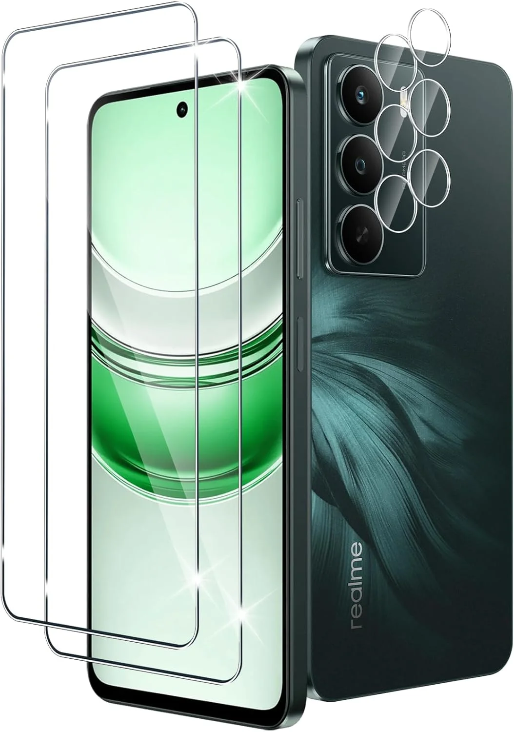 محافظ صفحه نمایش Xunzii برای Realme C75 5G/4G/Realme 14x، شیشه حرارت دیده و محافظت از دوربین به همراه ابزار نصب، شیشه محافظ شفاف 0.33 میلی متری، محافظ صفحه نمایش با سختی 9H، ضد خش