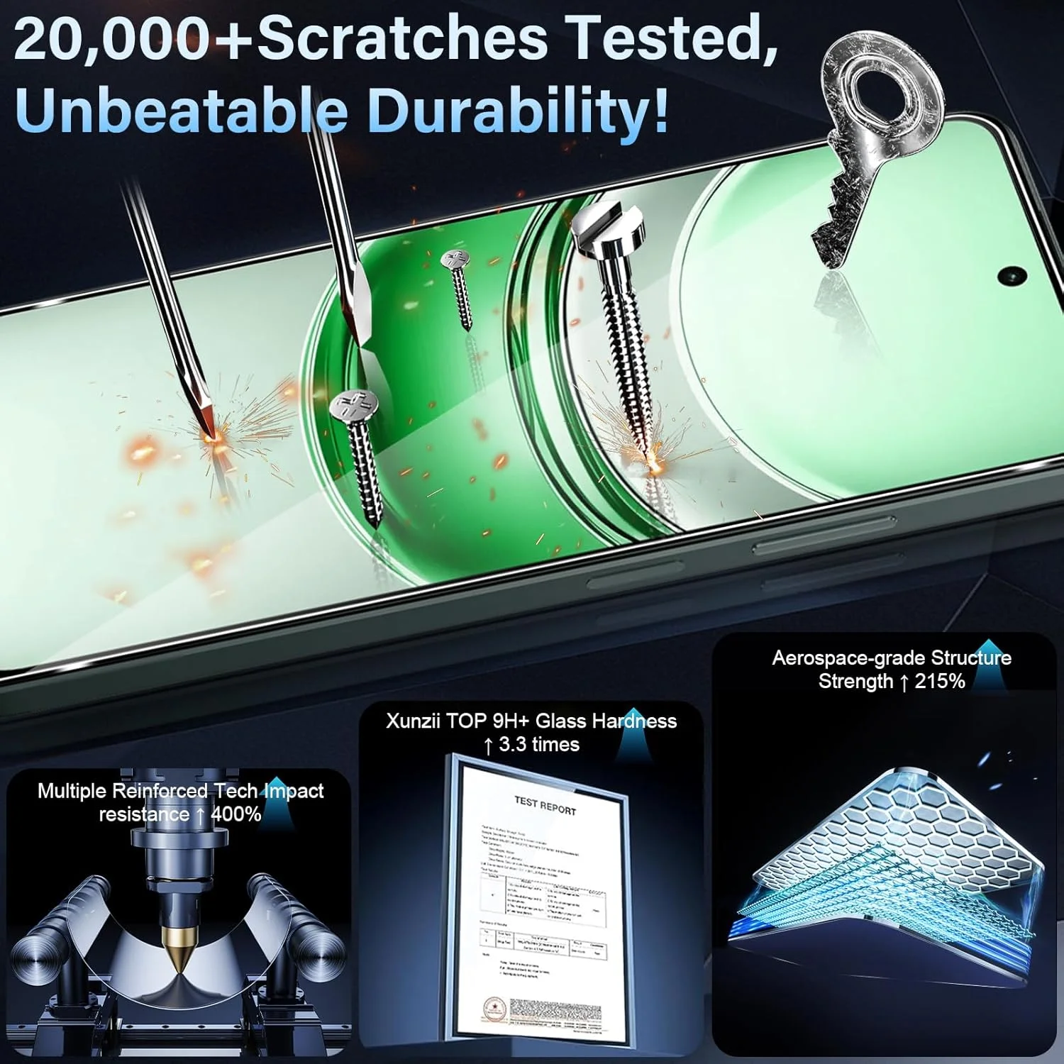 محافظ صفحه نمایش Xunzii برای Realme C75 5G/4G/Realme 14x، شیشه حرارت دیده و محافظت از دوربین به همراه ابزار نصب، شیشه محافظ شفاف 0.33 میلی متری، محافظ صفحه نمایش با سختی 9H، ضد خش