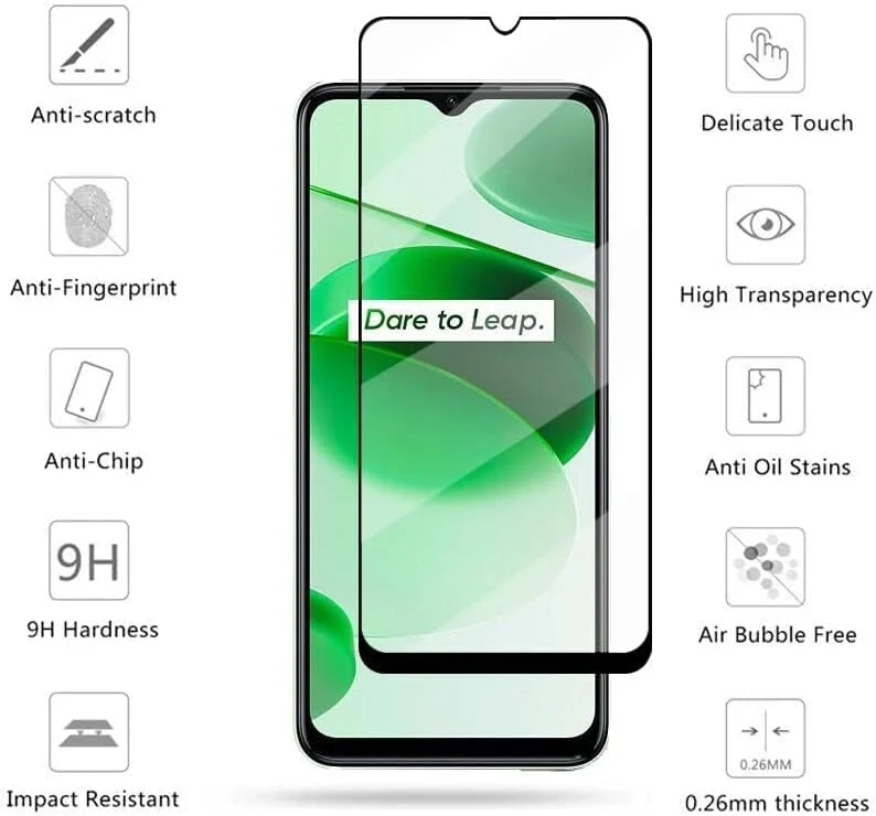 محافظ صفحه نمایش شیشه ای EXELLE برای Realme C35، فیلم محافظ شیشه ای حرارت دیده محافظ صفحه نمایش شیشه ای EXELLE برای Realme C35، فیلم محافظ شیشه ای حرارت دیده