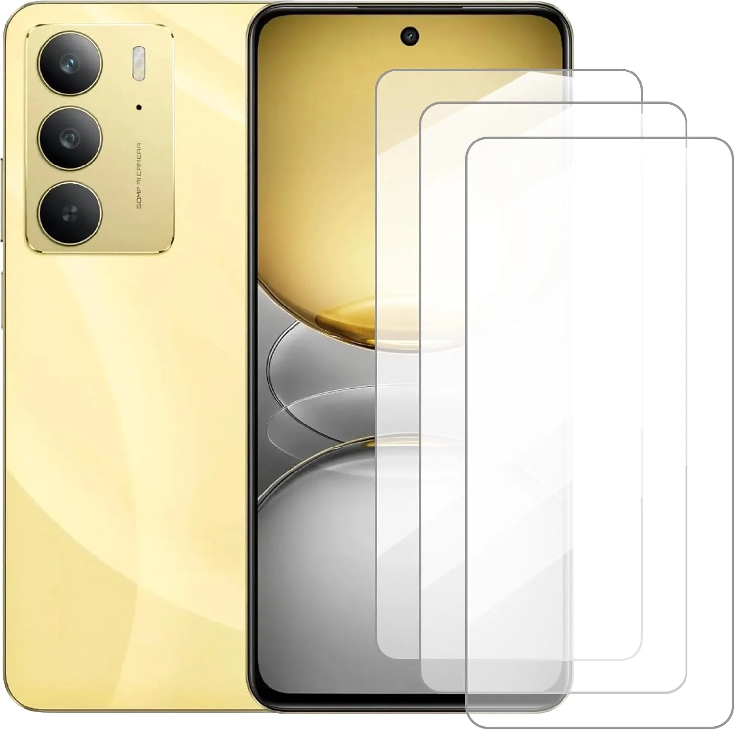 محافظ صفحه نمایش دامولون سازگار با Realme C75 (6.72 اینچ) [بسته 3 عددی] محافظ صفحه نمایش شیشه ای حرارت دیده مناسب برای Realme C75