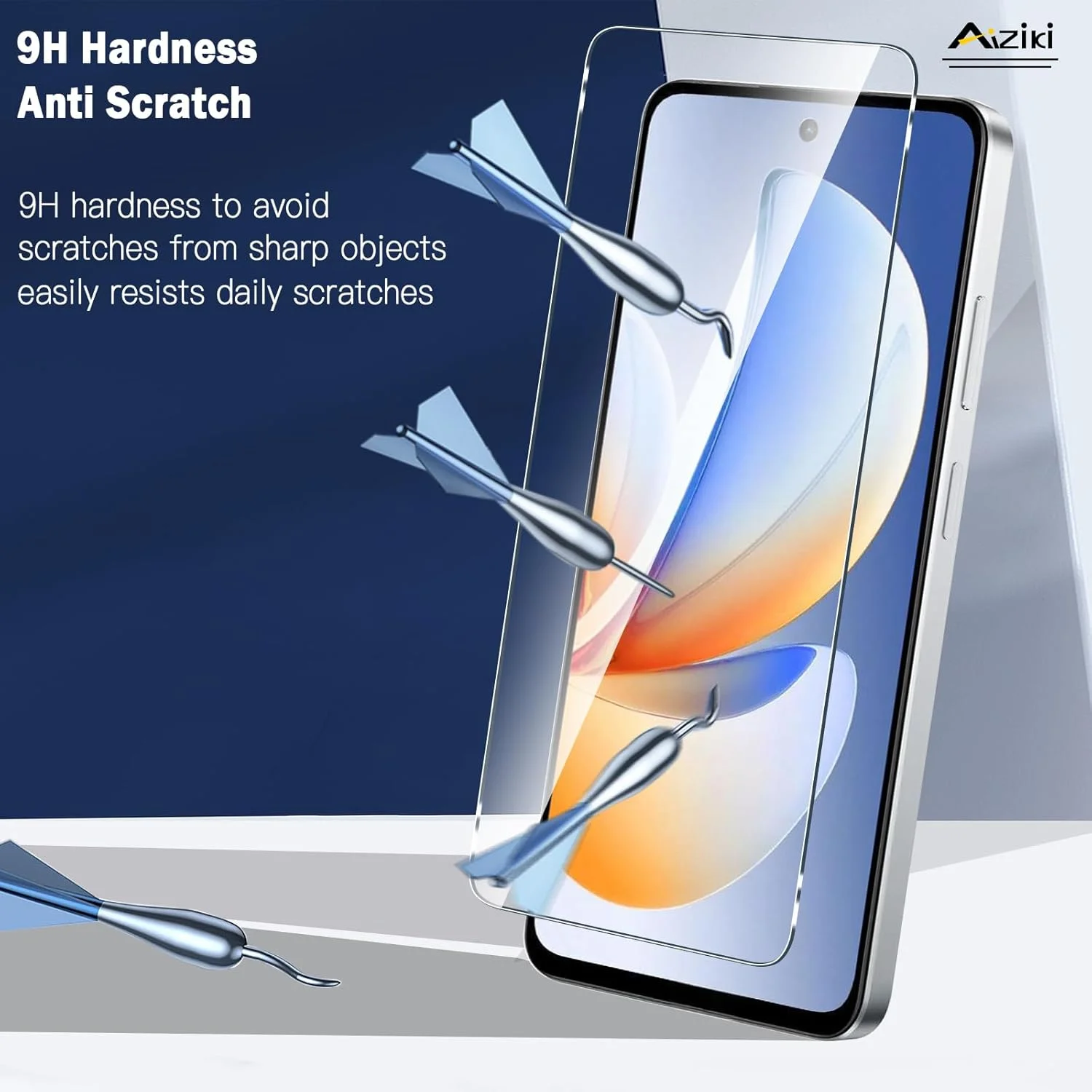 محافظ صفحه نمایش شیشه ای تمپرد Aiziki [2 عدد] برای Realme C71، شفاف HD، ضد خش، ضد اثر انگشت، پوشش کامل با سختی 9H برای Realme C71