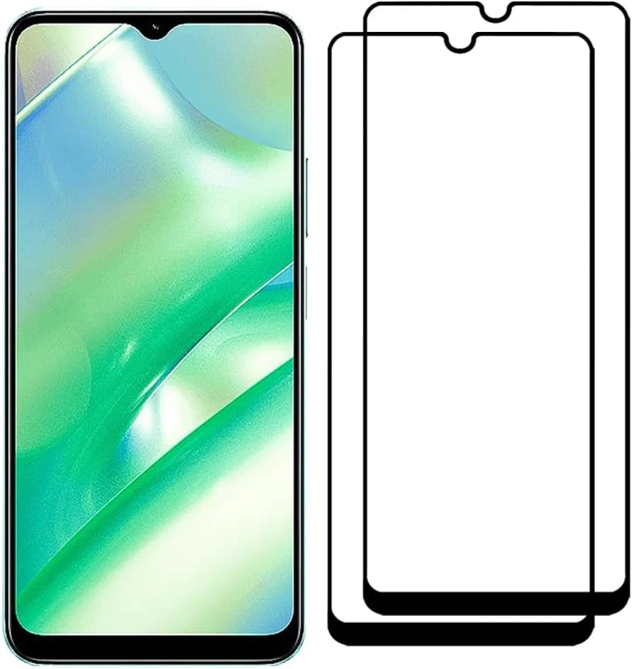 محافظ صفحه نمایش مارگون 2 عددی مناسب برای گوشی ریل می C33، شیشه حرارت دیده مشکی از کناره، سختی 9H و ضد اثر انگشت (Realme C33)