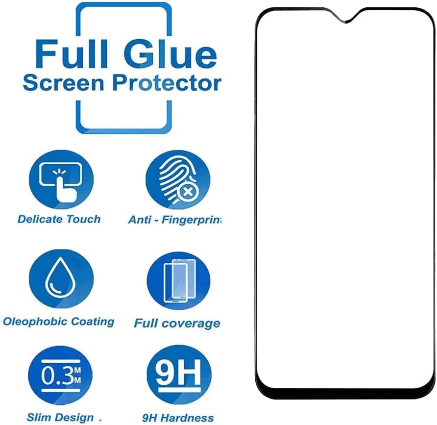 محافظ صفحه نمایش شیشه ای حرارت دیده خمیده لبه به لبه Muzz با سختی 9H برای Realme C25Y / Realme C25Y مشکی