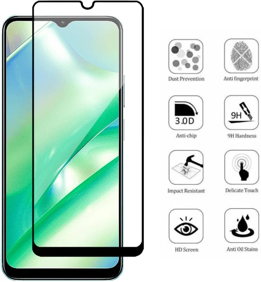 محافظ صفحه نمایش مارگون 2 عددی مناسب برای گوشی ریل می C33، شیشه حرارت دیده مشکی از کناره، سختی 9H و ضد اثر انگشت (Realme C33)