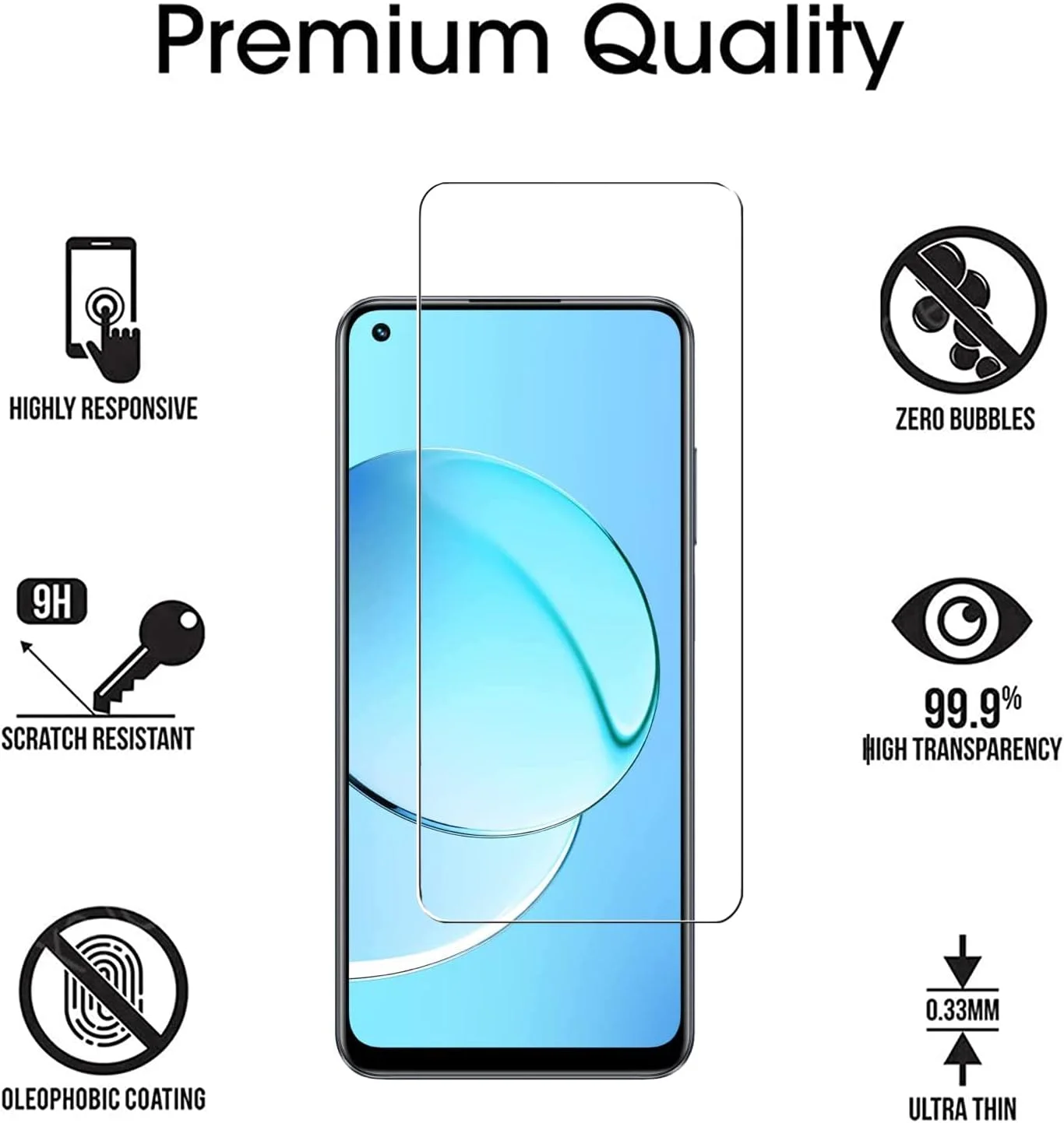 [بسته 3 عددی] محافظ صفحه نمایش شیشه ای ZMONE برای Realme 10 4G، سختی 9H، وضوح بالا، ضد خش، بدون حباب، ضد اثر انگشت