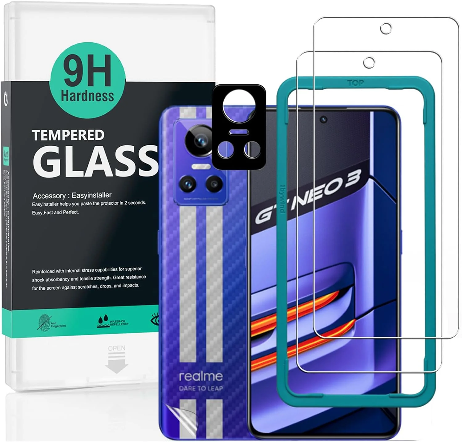 محافظ صفحه نمایش IBYWIND سازگار با Realme GT Neo 3 5G 6.7 اینچی، محافظ لنز دوربین فلزی، نصب آسان