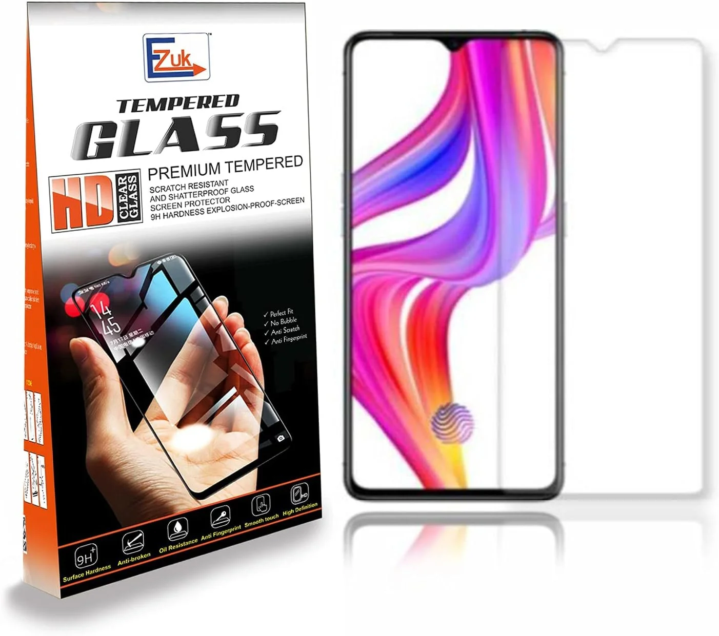 محافظ صفحه نمایش شیشه ای حرارت دیده پریمیوم Ezuk برای Realme X2 Pro [نصب آسان، مقاومت 9H در برابر خراش، ضد حباب] (شفاف)