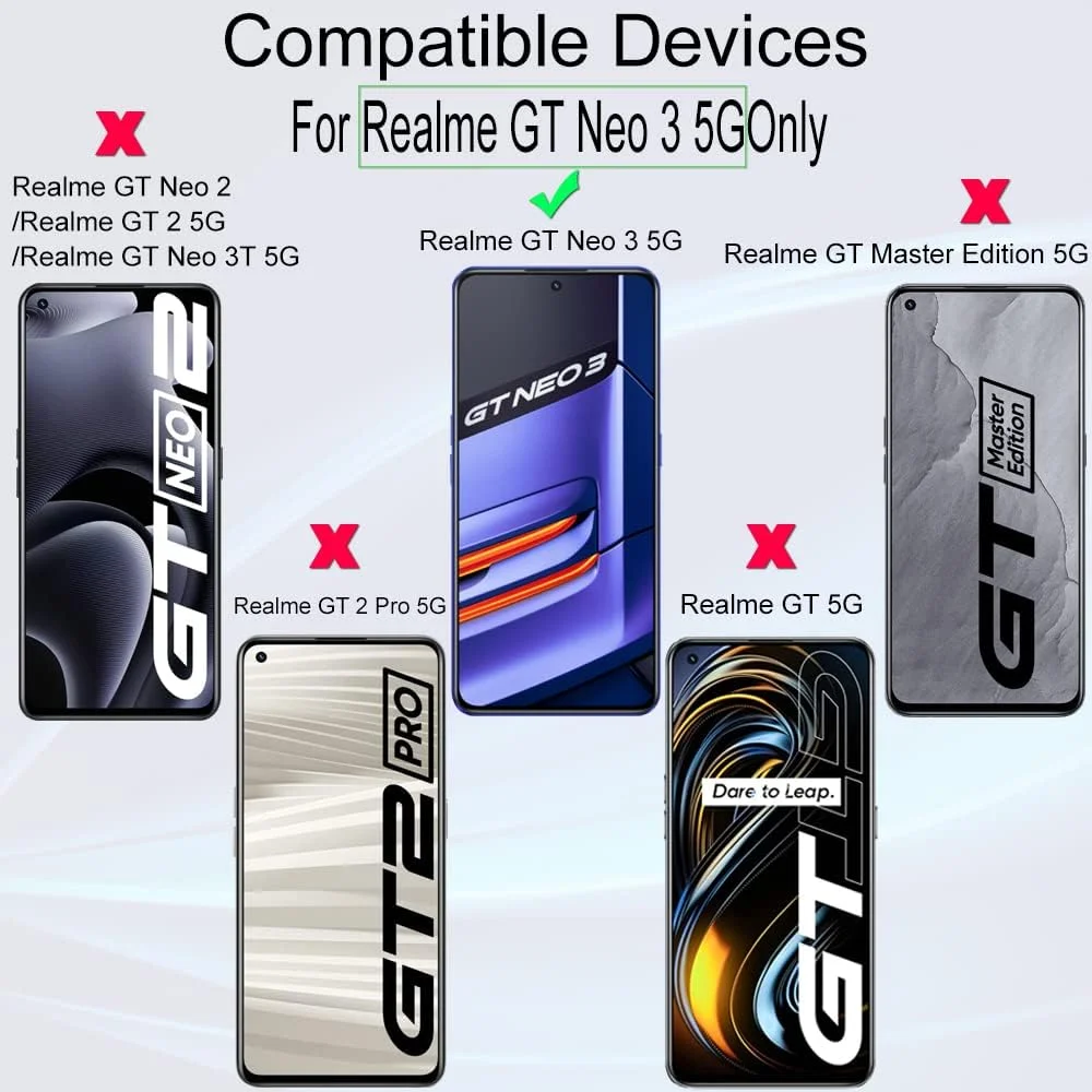 محافظ صفحه نمایش IBYWIND سازگار با Realme GT Neo 3 5G 6.7 اینچی، محافظ لنز دوربین فلزی، نصب آسان