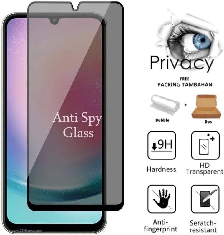 محافظ صفحه نمایش حریم خصوصی شیشه ای برای Realme C53، سختی 9H [ضد خش] [ضد اثر انگشت] فیلم بدون حباب برای Realme C53