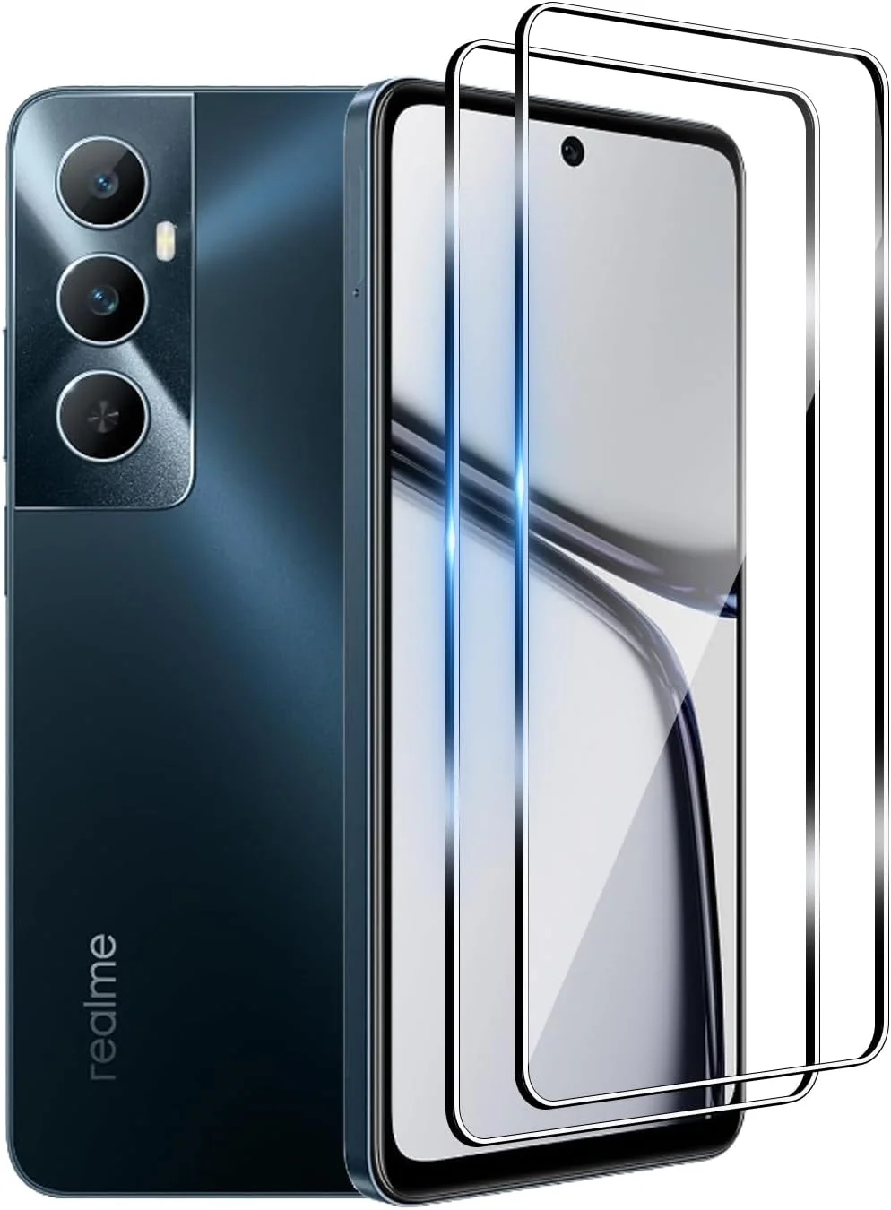 محافظ صفحه نمایش Wookfiss برای Realme C65 4G، بسته 2 عددی شیشه حرارت دیده، سختی 9H، ضد خش، ضد حباب، محافظ صفحه نمایش شفاف HD