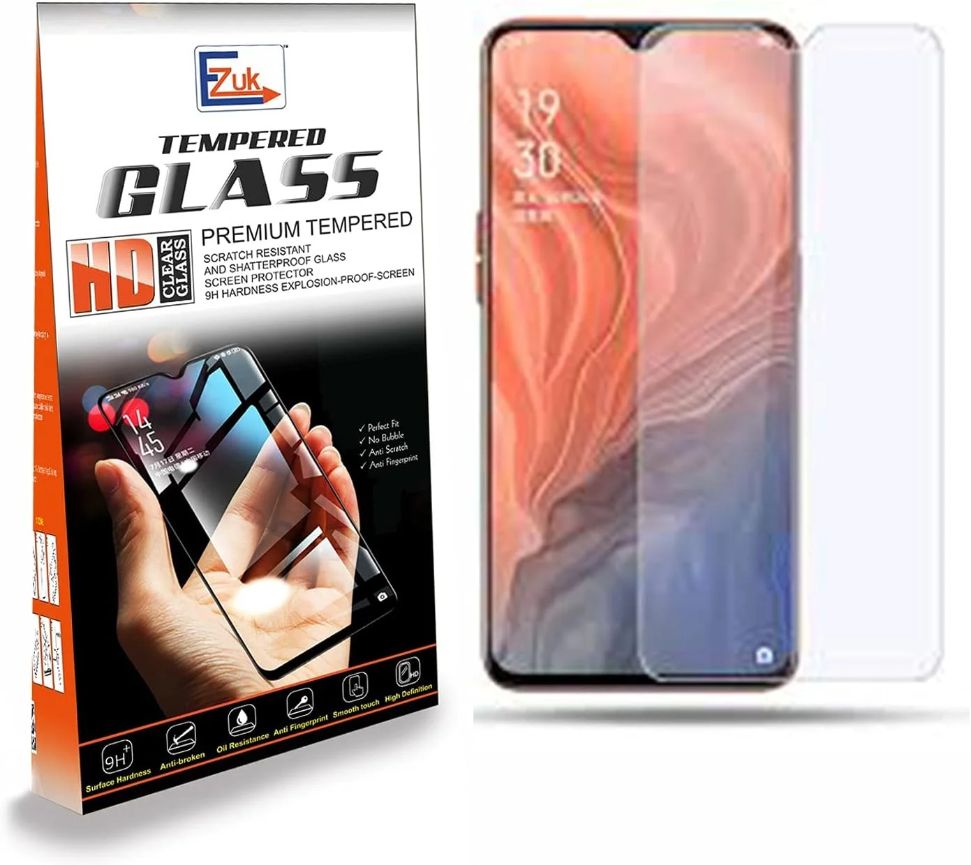 محافظ صفحه نمایش شیشه ای حرارت دیده پریمیوم Ezuk برای Realme Reno 2 و Reno 2F [نصب آسان، مقاومت در برابر خراشیدگی 9H، ضد حباب] (شفاف)