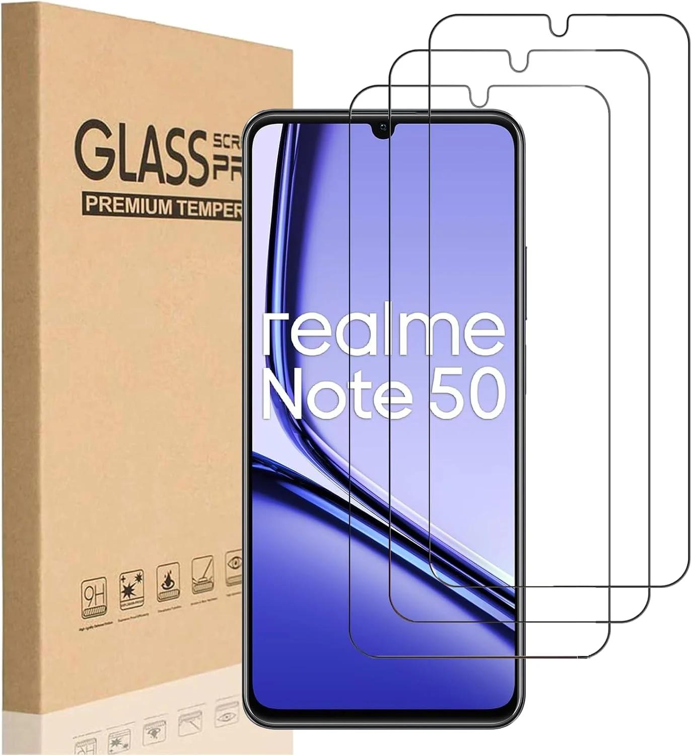 محافظ صفحه نمایش شیشه ای 9H Zuooiec (بسته 3 عددی) برای Realme Note 50 4G 2024، محافظ با اثر انگشت، فوق العاده شفاف، حساسیت لمسی، فیلم ضد خش