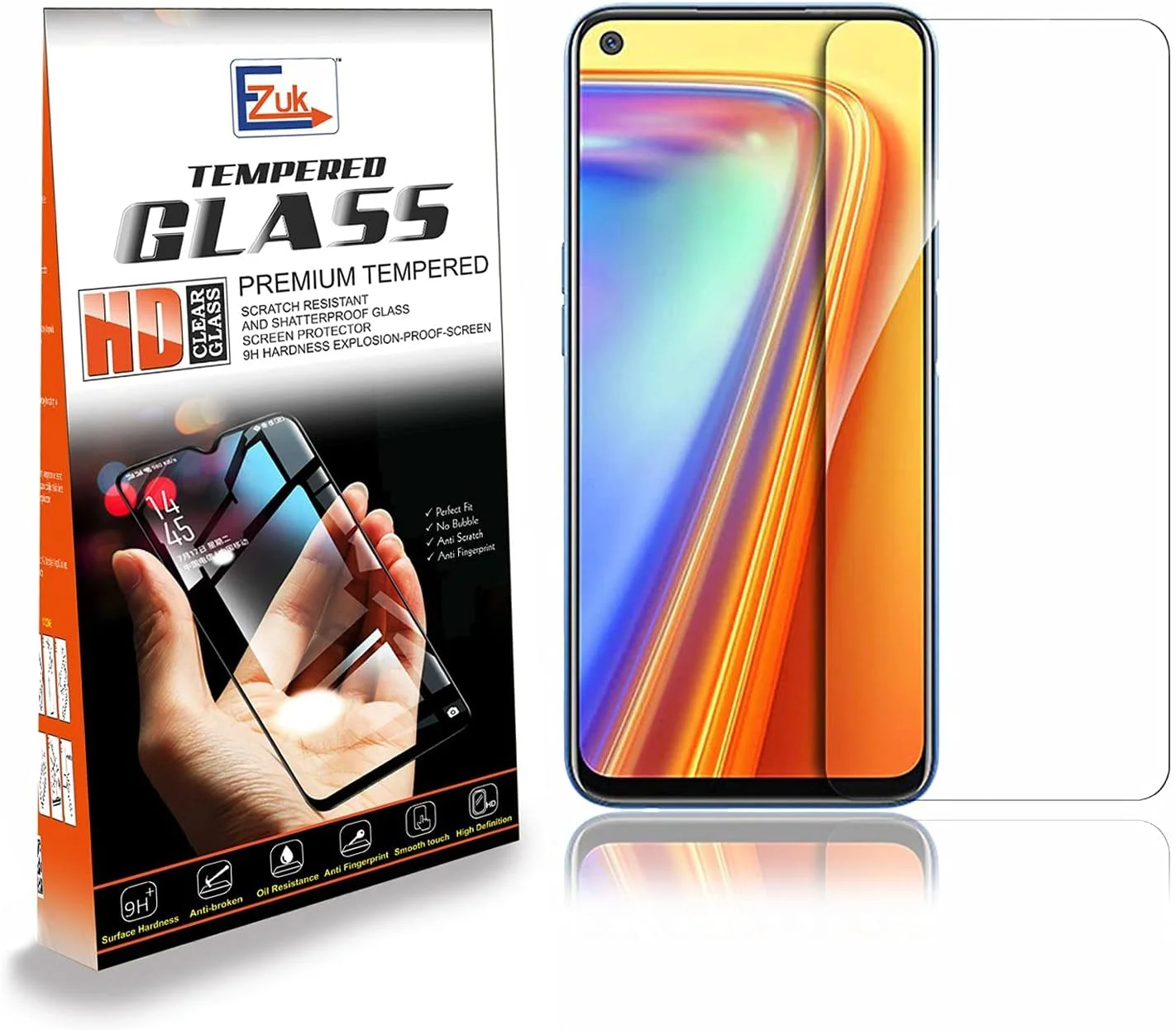 محافظ صفحه نمایش شیشه ای حرارت دیده پریمیوم Ezuk برای Realme 7 [نصب آسان، مقاومت در برابر خراش 9H، ضد حباب] (شفاف)