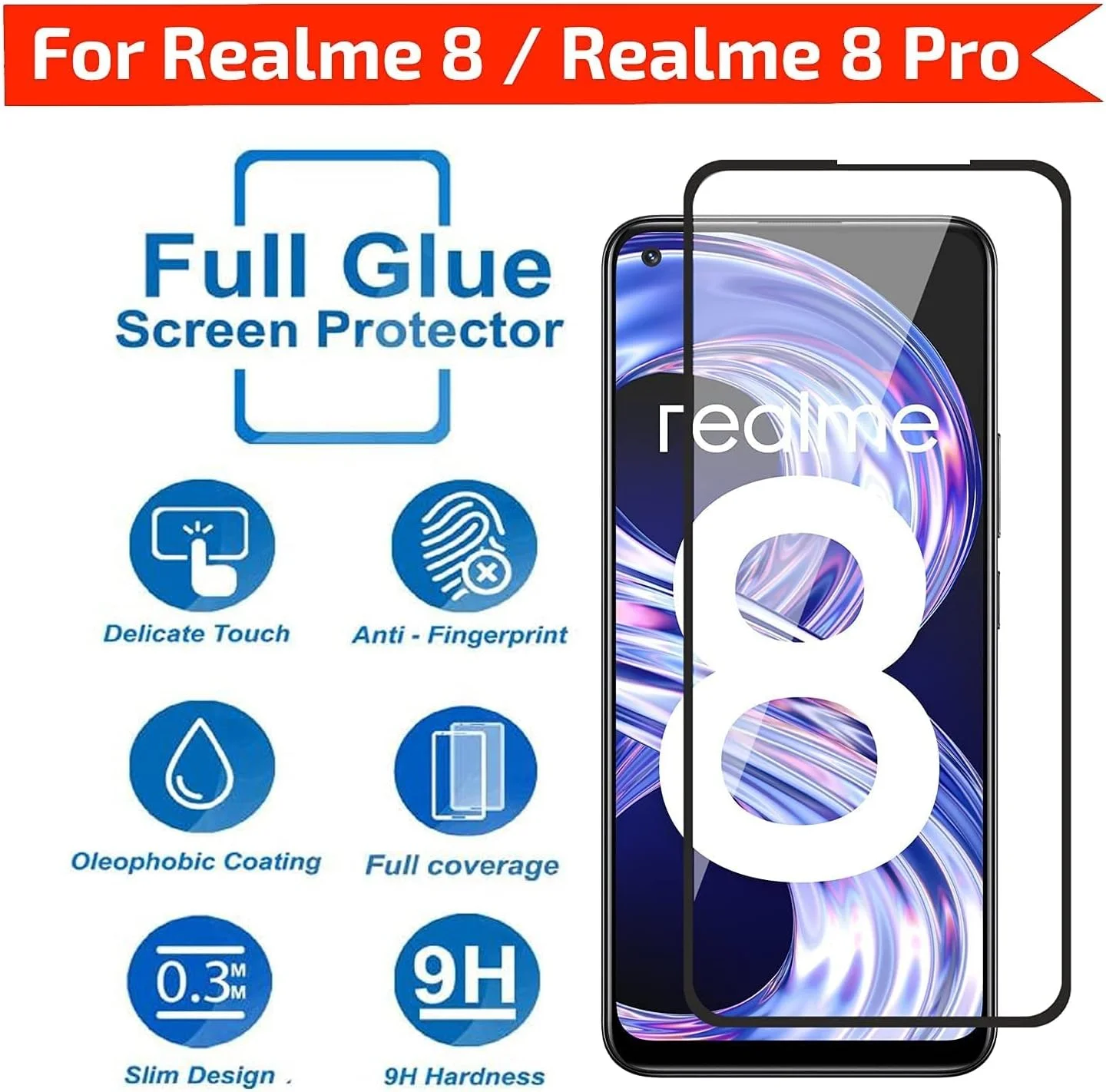 محافظ صفحه نمایش شیشه ای سازگار با Realme 8 4G، پوشش کامل صفحه نمایش فیلم شیشه ای حرارت دیده، سختی 9H، وضوح HD، ضد خش، ضد خرد شدن، نصب آسان، سازگار با قاب محافظ صفحه نمایش شیشه ای سازگار با Realme 8 4G، پوشش کامل صفحه نمایش فیلم شیشه ای حرارت دیده، سختی 9H، وضوح HD، ضد خش، ضد خرد شدن، نصب آسان، سازگار با قاب