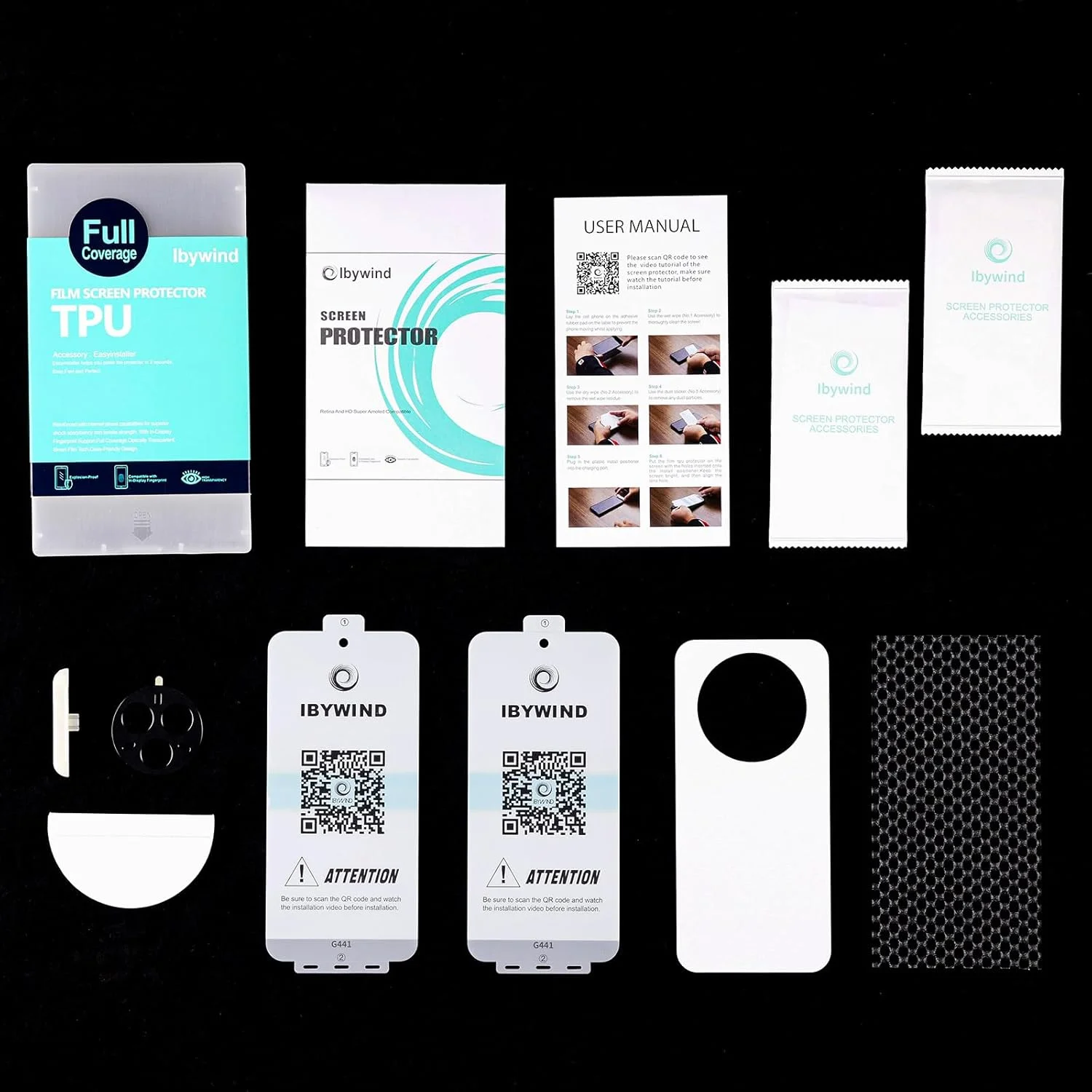 محافظ صفحه نمایش انعطاف پذیر TPU مدل Ibywind، دو عدد، مناسب برای گوشی Realme 14 Pro+ / Realme 14 Pro plus 5G با ابعاد 6.83 اینچ، به همراه یک عدد محافظ لنز دوربین و یک عدد محافظ پشت گوشی [نصب آسان]