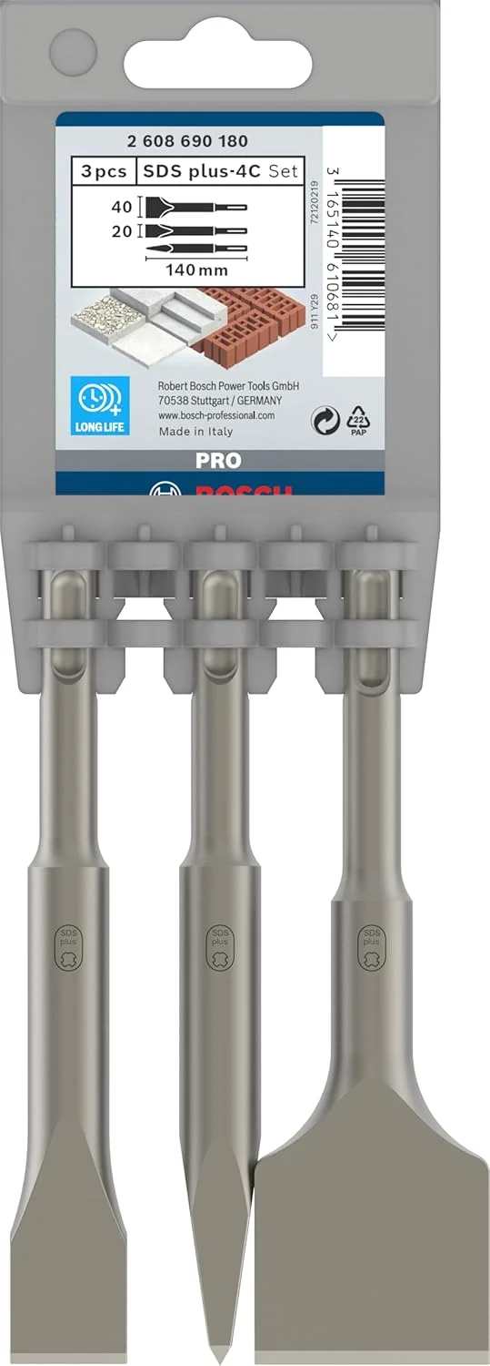 مجموعه قلم 3 عددی بوش 3X PRO SDS plus-4C، قلم کوتاه، 3 عدد (برای بتن، آجر، Ø میلی متر، لوازم جانبی حرفه ای دریل چکشی چرخشی، چکش تخریب)