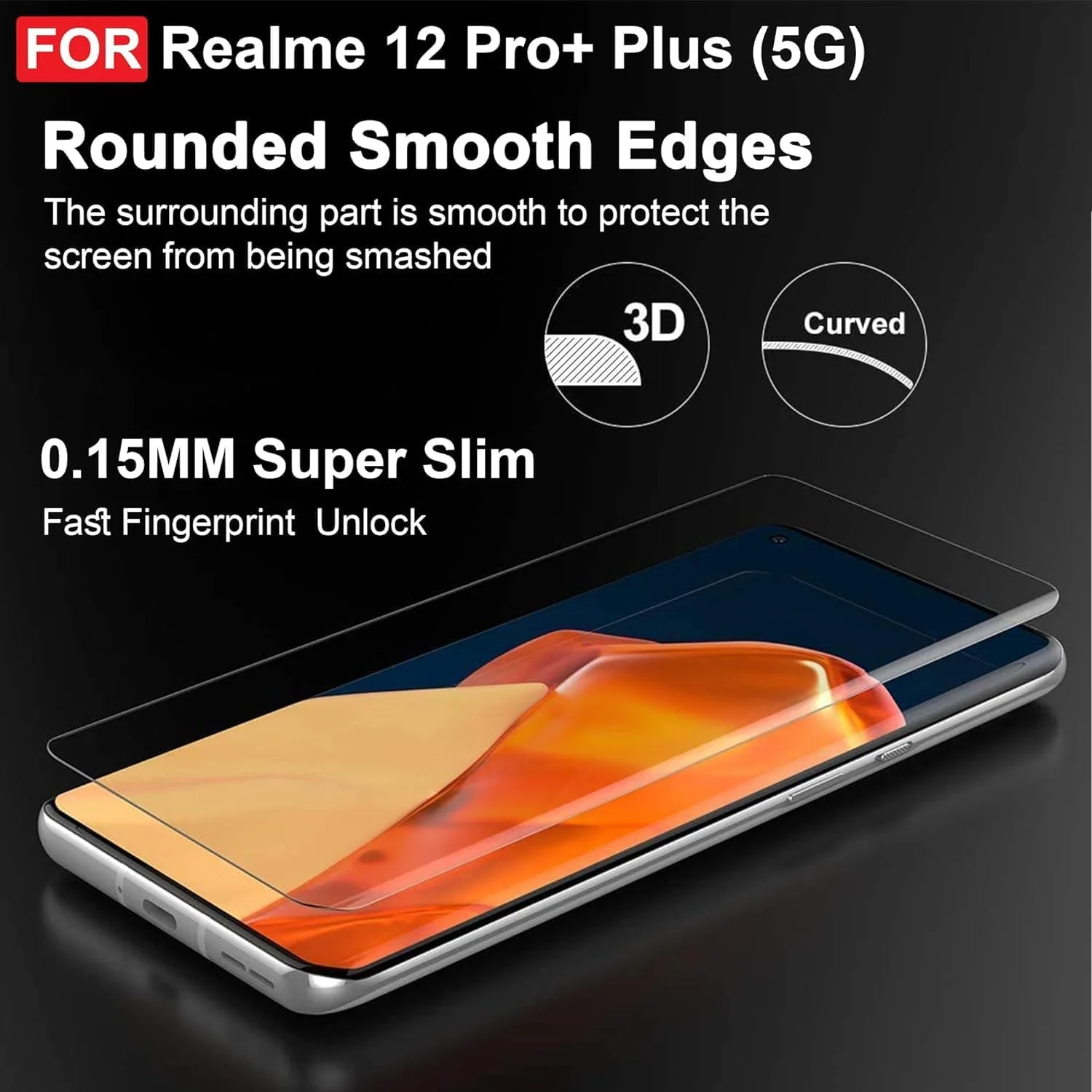 محافظ صفحه نمایش شیشه ای Realme 12 Pro Plus 5G - چسب کامل لبه به لبه منحنی سه بعدی، سازگار با اثر انگشت، ضد خش، سختی 9H محافظ صفحه نمایش شیشه ای Realme 12 Pro Plus 5G - چسب کامل لبه به لبه منحنی سه بعدی، سازگار با اثر انگشت، ضد خش، سختی 9H