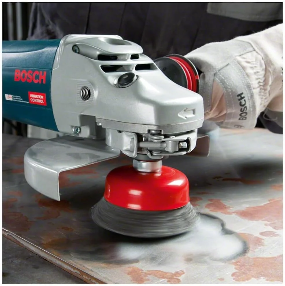 برس سیمی کاسه ای بوش پروفشنال 2608622009 با شفت 6 میلی متر، سیم های موج دار، جنس برنج 0.2 میلی متر، نقره ای، 75 میلی متر