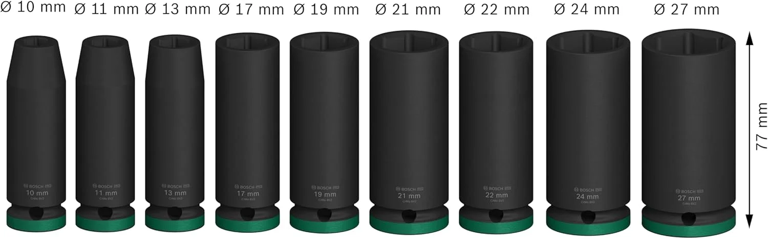 مجموعه بکس ضربه ای 9 عددی بوش PRO (83 x 46 میلی متر، لوازم جانبی حرفه ای دریل و پیچ گوشتی)