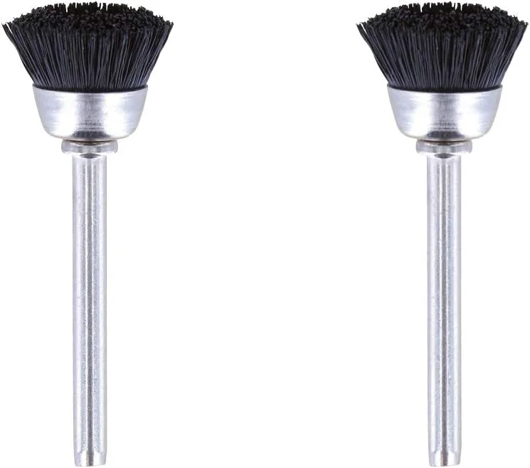 مجموعه برس فنجانی درمل 404 برای ابزار چند منظوره با 2 برس فنجانی به قطر 13 میلی متر برای تمیز کردن و پولیش جواهرات، کارد و چنگال و سایر مواد ساخته شده از برنج، فلز، فولاد ضد زنگ