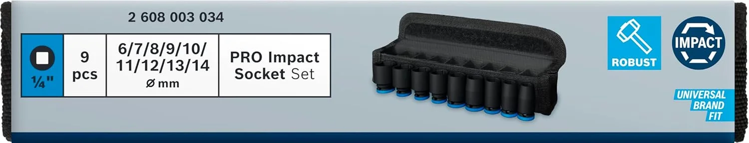 مجموعه بکس ضربه ای 9 عددی بوش PRO (31 x 28 میلی متر، لوازم جانبی حرفه ای دریل و پیچ گوشتی)