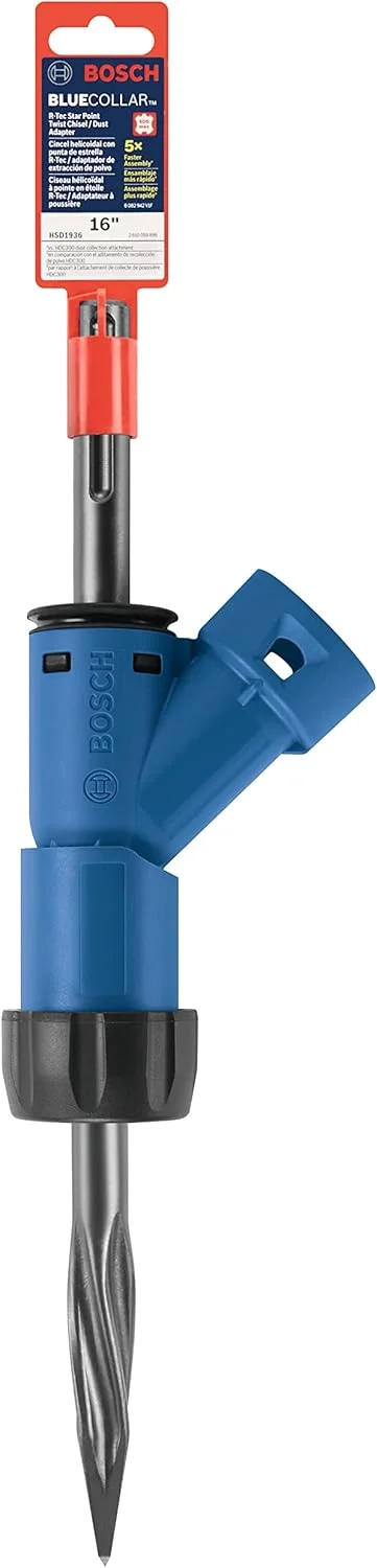 قلم نوک ستاره ای چرخشی 16 اینچی SDS-max® بوش مدل HSD1936 BlueCollar™ R-Tec به همراه آداپتور گرد و غبار
