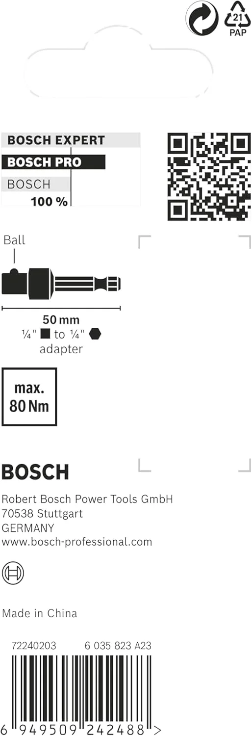 آداپتور بوش Pro با اتصال توپی (144 x 66 میلی متر، لوازم جانبی حرفه ای پیچ گوشتی، پیچ گوشتی)