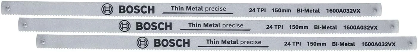 تیغه اره آهن بر بوش مدل Precise طول 150 میلی متر، بسته 3 عددی (لوازم جانبی اره آهن بر 150 میلی متر؛ 24 دندانه در اینچ؛ تیغه اره دو فلزی بادوام برای برش های دقیق در فلز، پلاستیک و چوب نرم؛ دندانه های اره سخت)
