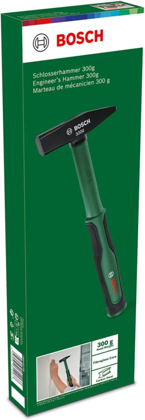 چکش مهندسی 300 گرمی بوش (دسته نرم و راحت با هسته فایبرگلاس؛ فولاد کربنی مستحکم؛ قدرت ضربه صاف؛ لرزش کم)