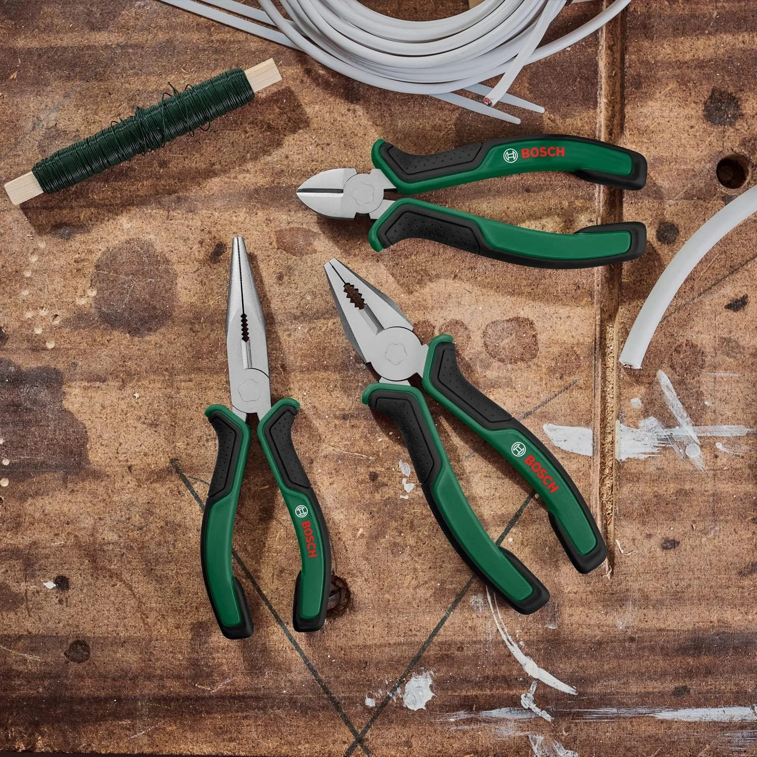 مجموعه انبر 3 عددی بوش مناسب خانه و باغ (دقیق، بادوام، شامل انبر ترکیبی، سیم چین مورب و انبر دم باریک برای انجام وظایف چندگانه و سنگین؛ ارگونومیک؛ با روکش کروم-نیکل مات) - نسخه آمازون