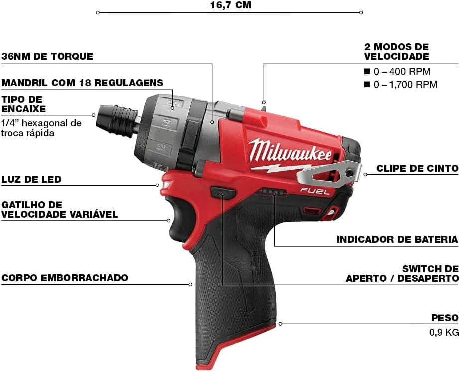 ابزار پیچ گوشتی Milwaukee 2402-20 M12 Fuel 1/4 Hex 2 سرعته (فقط ابزار)