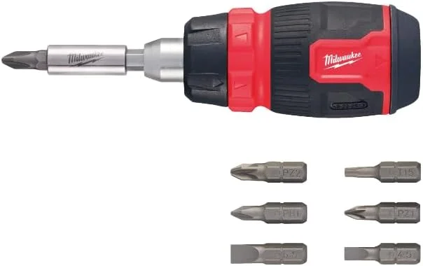 پیچ گوشتی جغجغه ای کوتاه میلواکی به همراه 7 سری PH/PZ/TX/SL و نگهدارنده مغناطیسی سری