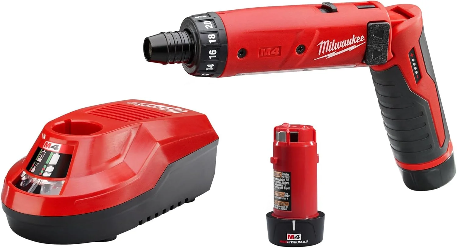 کیت پیچ گوشتی Milwaukee 2101-22 M4 با درایو 1/4 اینچ به همراه 2 باتری