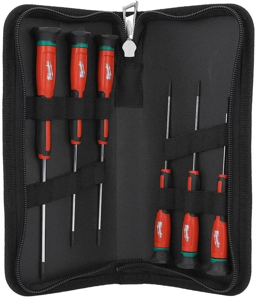 مجموعه 6 عددی پیچ گوشتی های دقیق تورکس سه پره میلواکی مدل 4932471870، مشکی-قرمز