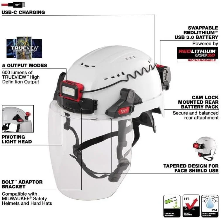 چراغ پیشانی کلاه ایمنی USB بولت RED Lithium (21-2118)