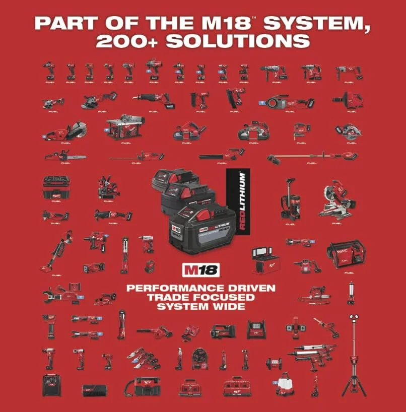 دریل برقی شارژی کامپکت میلواکی M18 لیتیوم-یون - فقط ابزار، سه نظام 1/2 اینچی بدون کلید، 500 اینچ/پوند گشتاور، 1800 دور در دقیقه