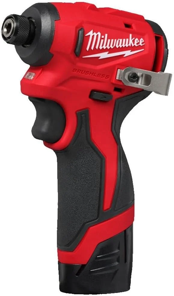 دریل پیچ گوشتی شارژی براشلس کامپکت 12 ولت میلواکی مدل M12BLDDRC-202C به همراه 2 عدد باتری 2.0 آمپر