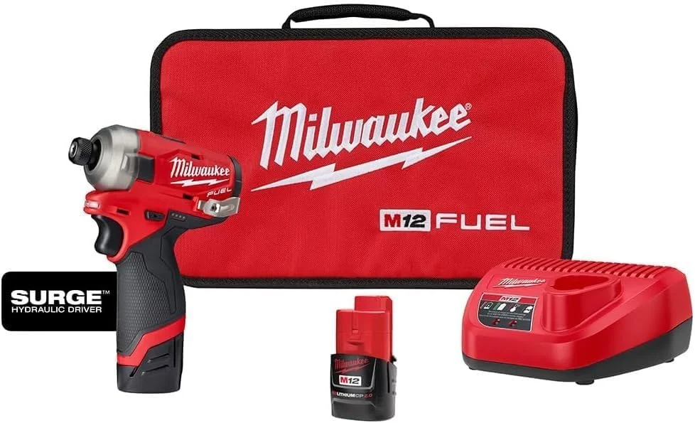 دریل هیدرولیکی M12™ FUEL™ SURGE™ Milwaukee با درایو 1/4 اینچ Hex به همراه 2 باتری