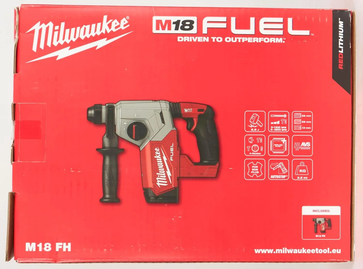 دریل چکشی شارژی میلواکی مدل M 18 FHX-0 SDS-Plus 18.0 ولت