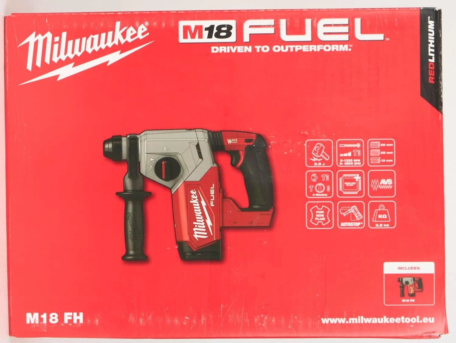 دریل چکشی شارژی میلواکی مدل M 18 FHX-0 SDS-Plus 18.0 ولت