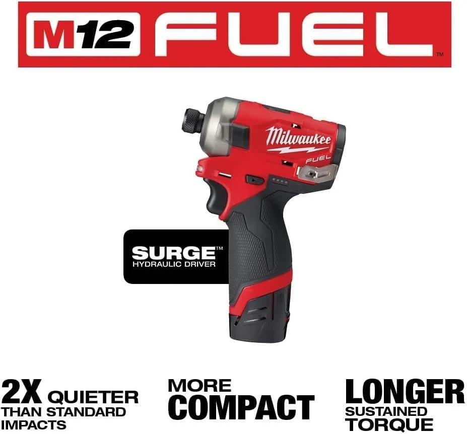 دریل هیدرولیکی M12™ FUEL™ SURGE™ Milwaukee با درایو 1/4 اینچ Hex به همراه 2 باتری