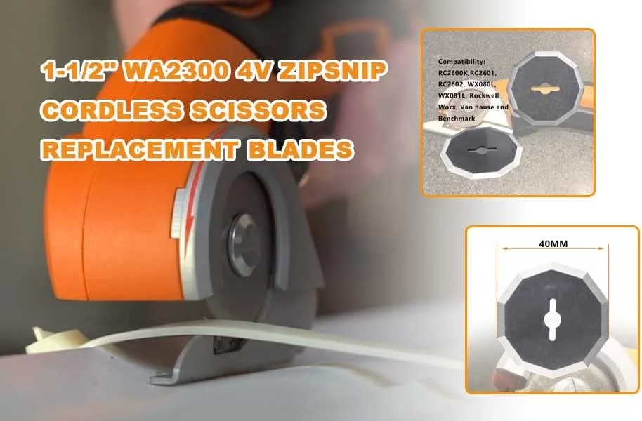 تیغه های جایگزین قیچی شارژی KINTLE مدل WA2300 4V ZipSnip (1-1/2 اینچ) - سازگار با Worx ZipSnip و پیچ گوشتی 4 ولت Black+Decker - مناسب برای RC2600K RC2601 RC2602 WX080L WX081