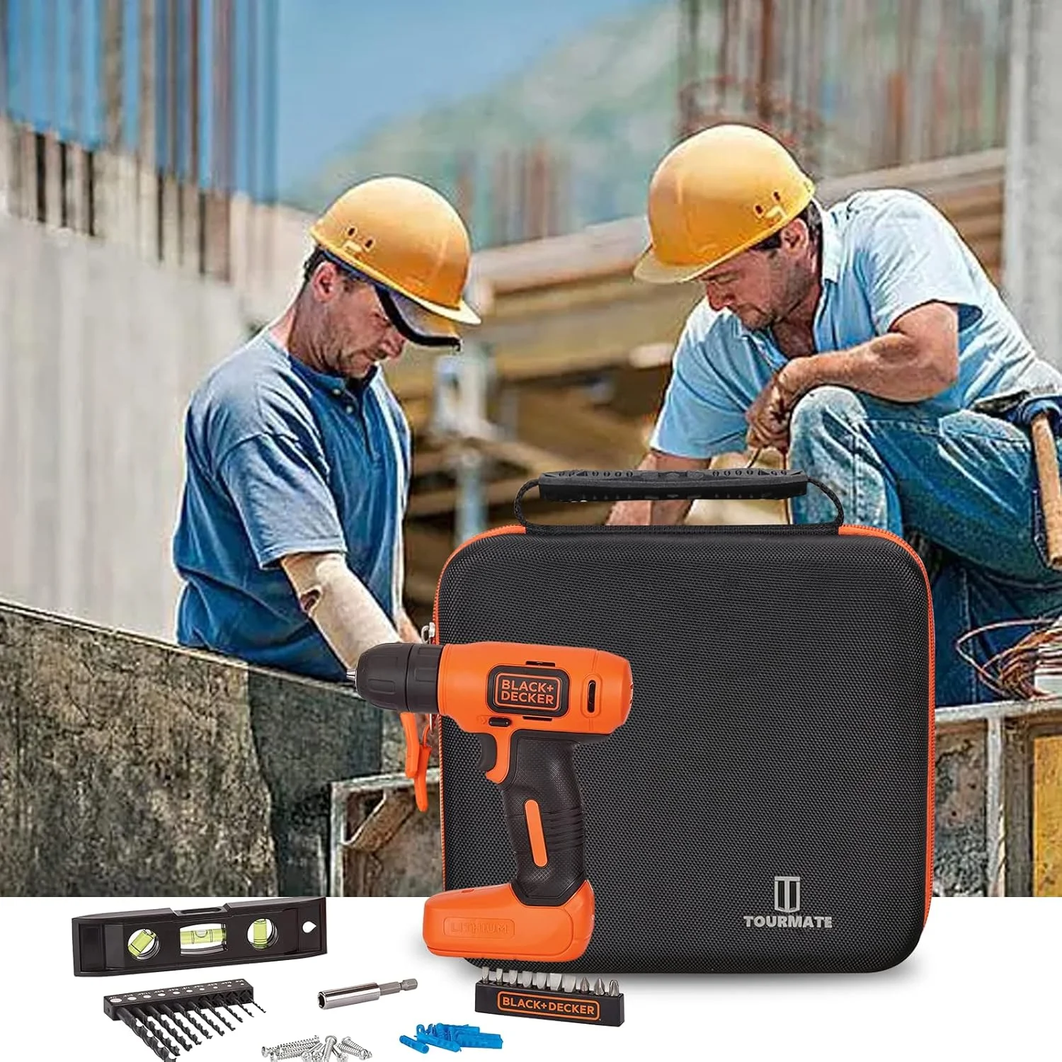 کیف حمل سخت Tourmate برای دریل شارژی BLACK+DECKER 8V MAX* به همراه 43 قطعه لوازم جانبی (BDCD8HDPK) / ست دریل برقی شارژی GardenJoy به همراه 30 عدد سری دریل/پیچ گوشتی (فقط کیف)