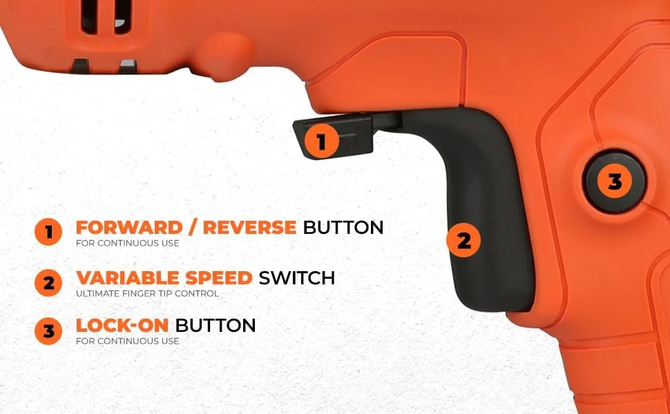 دریل چکشی متغیر 550 وات بلک اند دکر مدل KR5010V با سرعت 2800 دور در دقیقه، دریل 10 میلی متری مناسب برای مصارف خانگی و DIY، برای سوراخکاری مصالح ساختمانی، فولاد و چوب، نارنجی