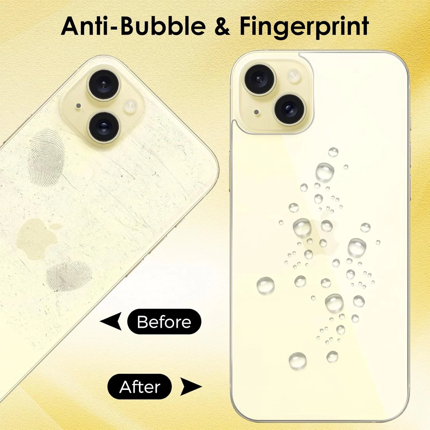 محافظ پشت صفحه نمایش آیفون 15 آیولا [بسته 2 عددی]، بدون حباب و مقاوم در برابر خراش، فیلم شیشه ای حرارت دیده (6.1 اینچ)