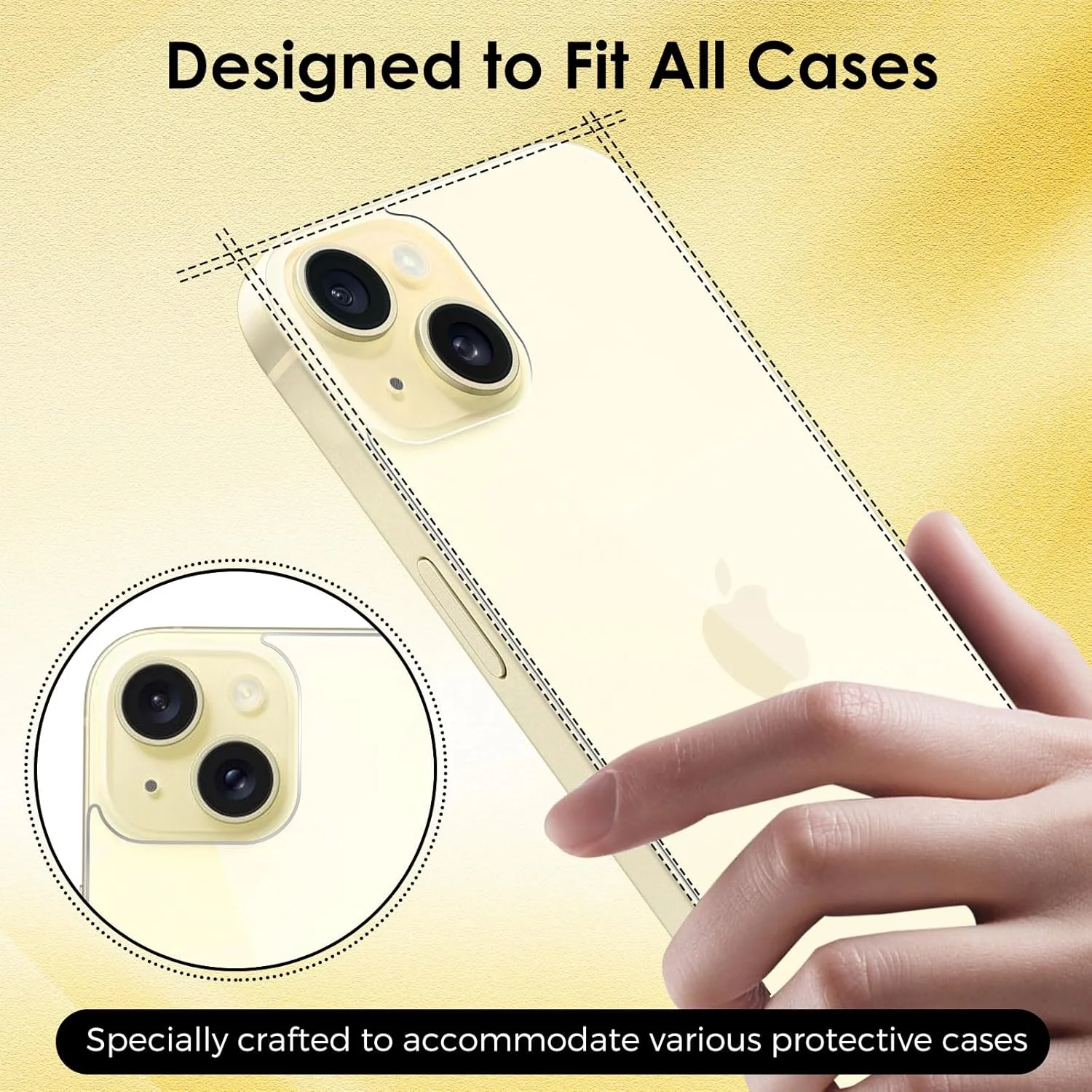 محافظ پشت صفحه نمایش آیفون 15 آیولا [بسته 2 عددی]، بدون حباب و مقاوم در برابر خراش، فیلم شیشه ای حرارت دیده (6.1 اینچ)