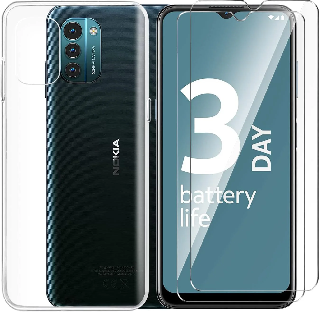 قاب ژله ای نرم شفاف Tsinwe به همراه 2 عدد محافظ صفحه نمایش شیشه ای حرارت دیده برای نوکیا G11، محافظ سیلیکونی TPU به همراه فیلم HD برای نوکیا G11 قاب ژله ای نرم شفاف Tsinwe به همراه 2 عدد محافظ صفحه نمایش شیشه ای حرارت دیده برای نوکیا G11، محافظ سیلیکونی TPU به همراه فیلم HD برای نوکیا G11