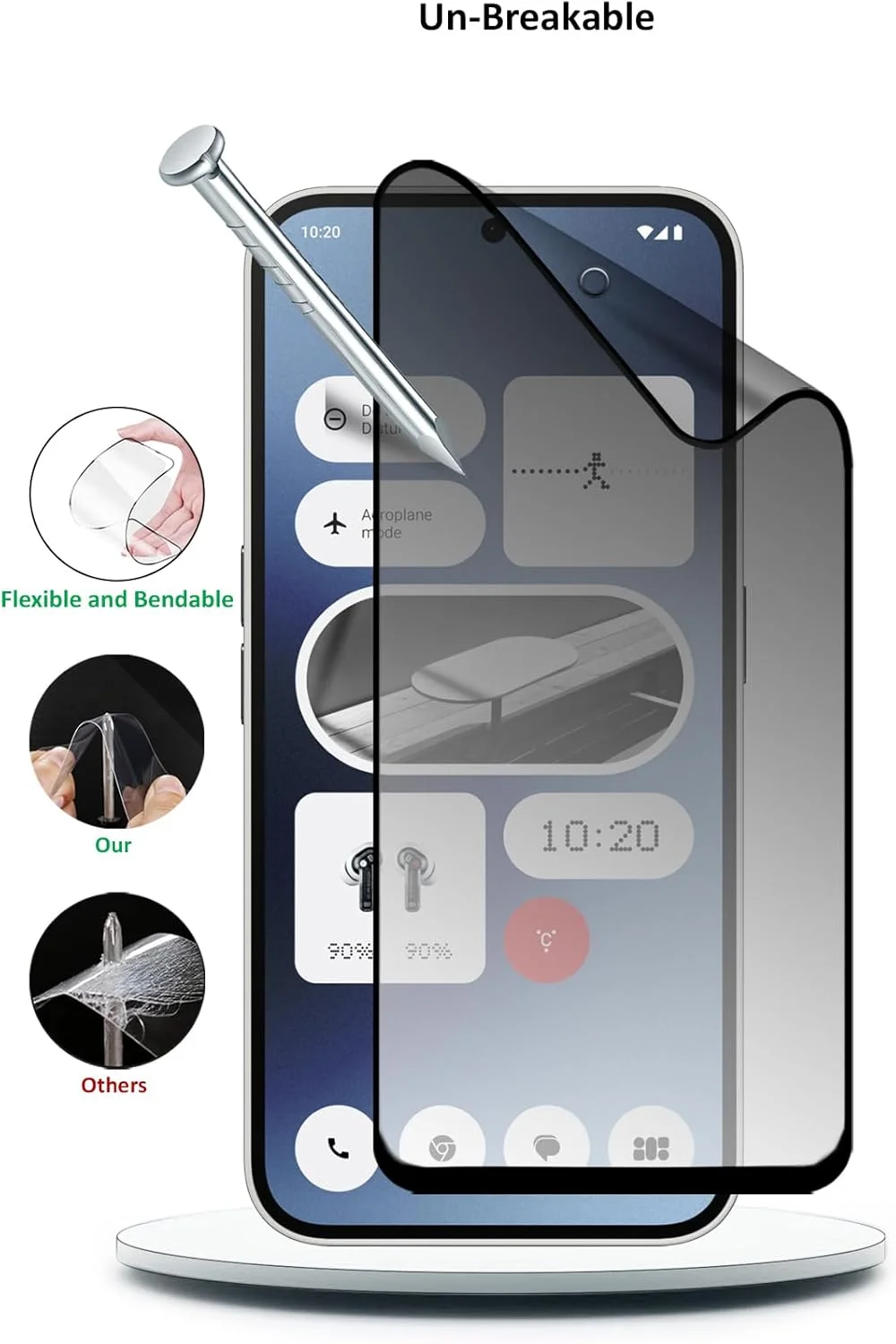 محافظ صفحه نمایش نانو سرامیکی مات حریم خصوصی پوشش کامل چسب کامل انعطاف پذیر WTech برای گوشی ناتینگ فون (2a) 5G سال 2024 (شفاف/مشکی) محافظ صفحه نمایش نانو سرامیکی مات حریم خصوصی پوشش کامل چسب کامل انعطاف پذیر WTech برای گوشی ناتینگ فون (2a) 5G سال 2024 (شفاف/مشکی)